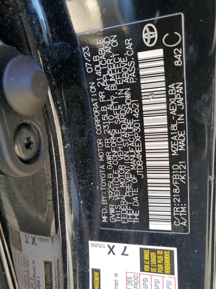 2023 TOYOTA COROLLA LE VIN:JTDB4MEEXP3014621