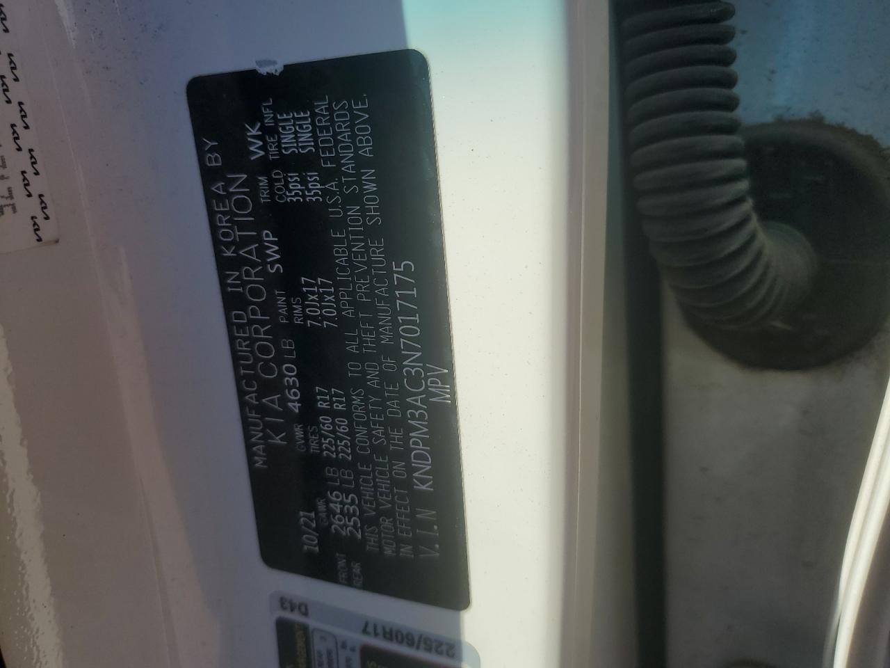 2022 KIA SPORTAGE LX VIN:KNDPM3AC3N7017175