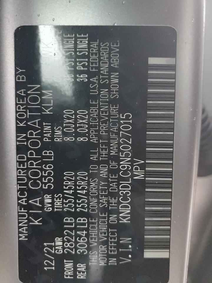2022 KIA EV6 LIGHT VIN:KNDC3DLC9N5027015