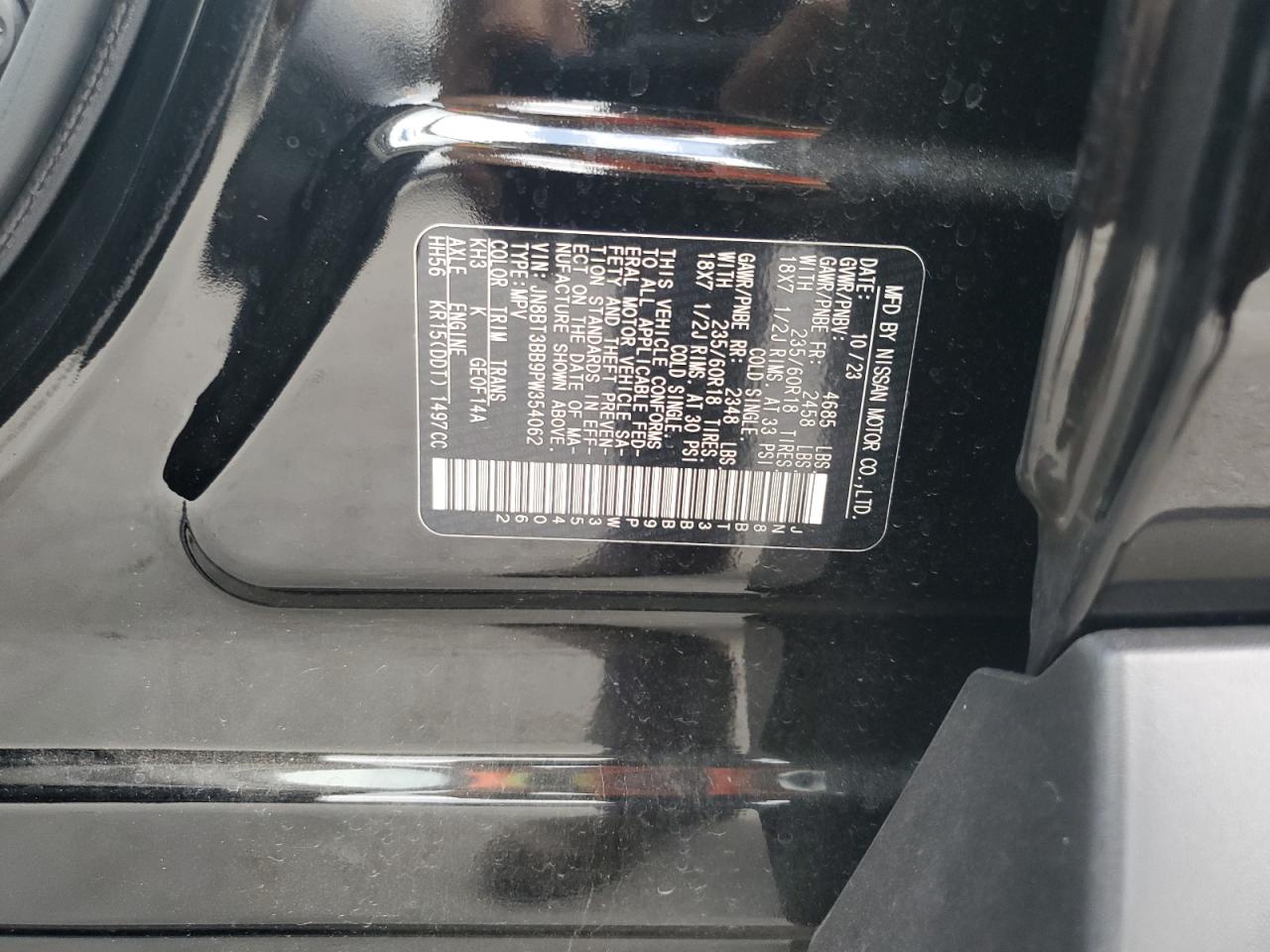 2023 NISSAN ROGUE SV VIN:JN8BT3BB9PW354062