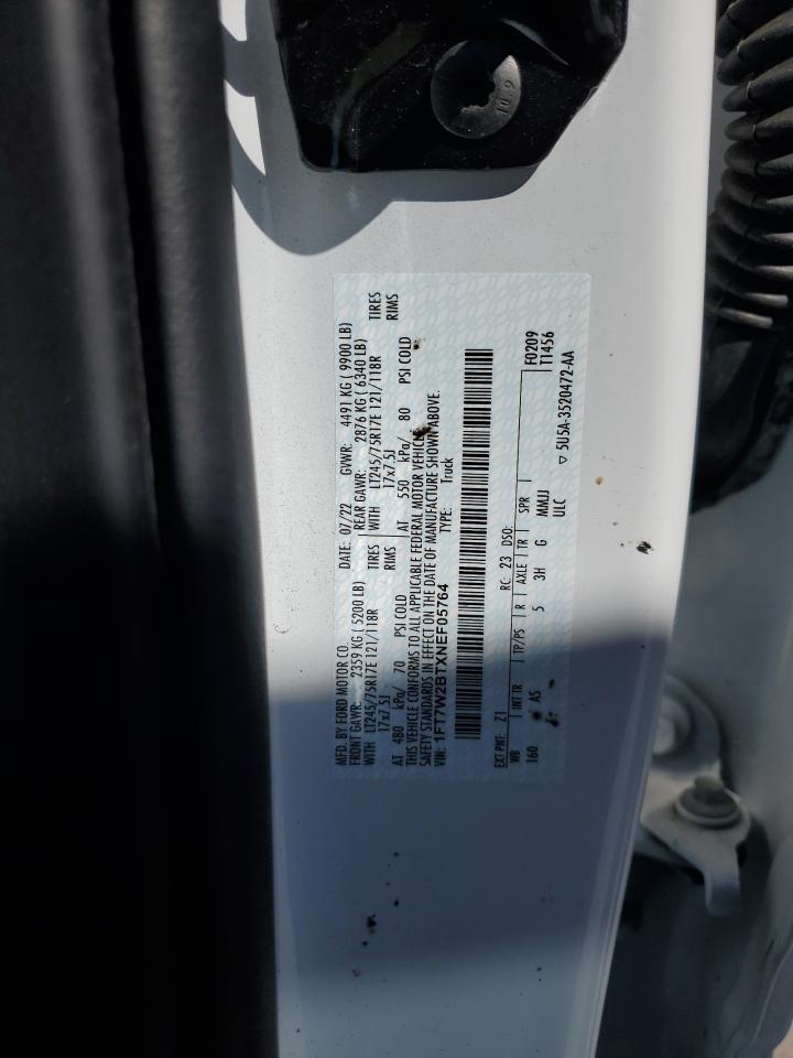 2022 FORD F250 SUPER DUTY VIN:1FT7W2BTXNEF05764