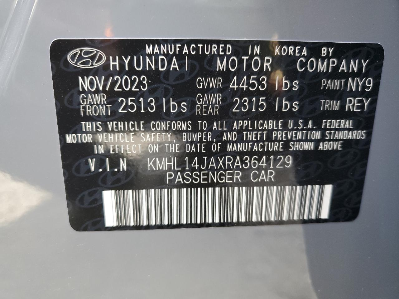 2024 HYUNDAI SONATA SEL VIN:KMHL14JAXRA364129