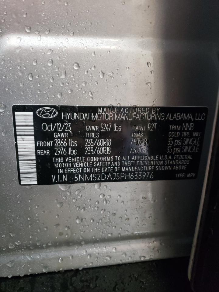 2023 HYUNDAI SANTA FE SEL VIN:5NMS2DAJ5PH633976