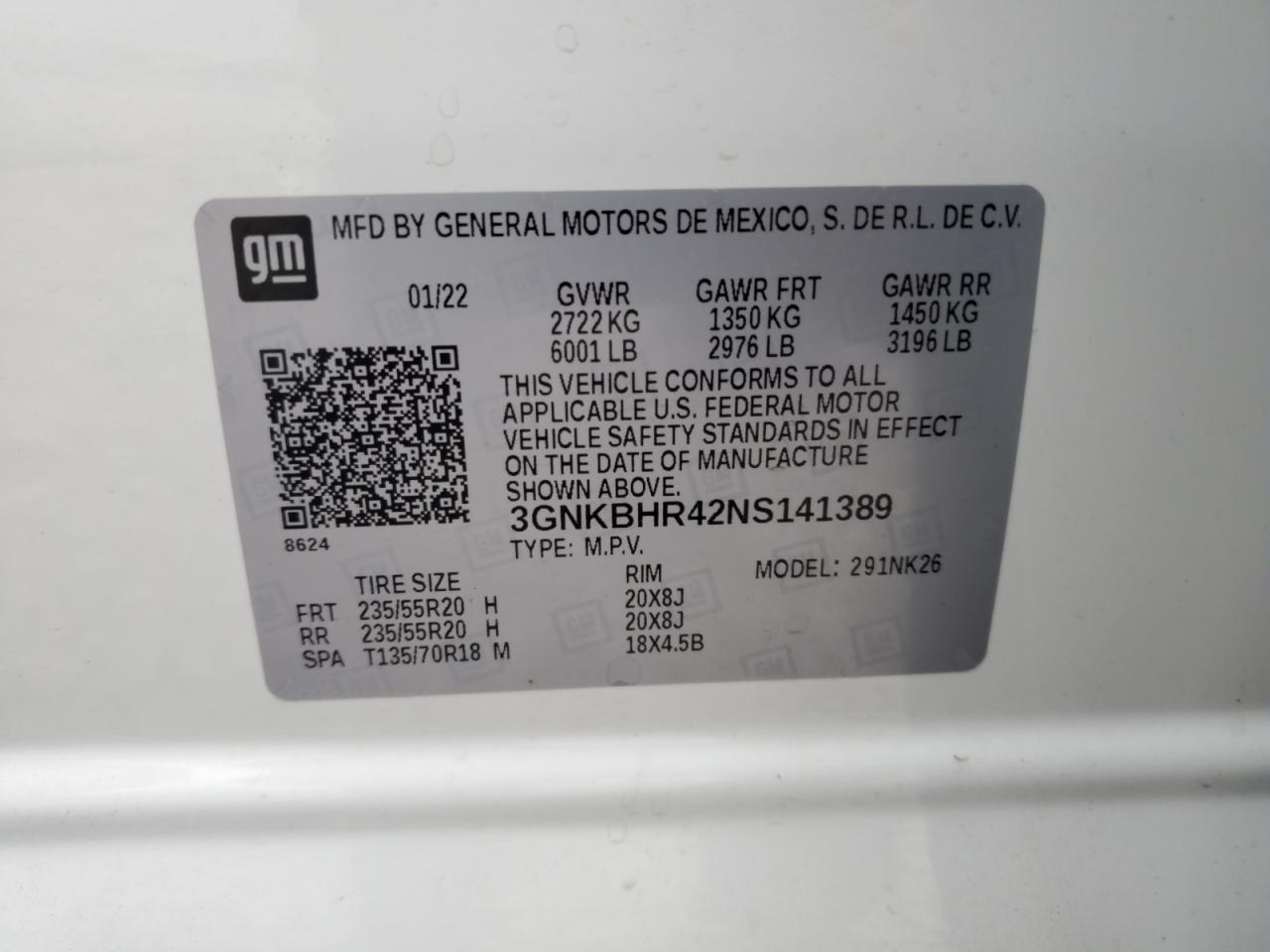 2022 CHEVROLET BLAZER 2LT VIN:3GNKBHR42NS141389