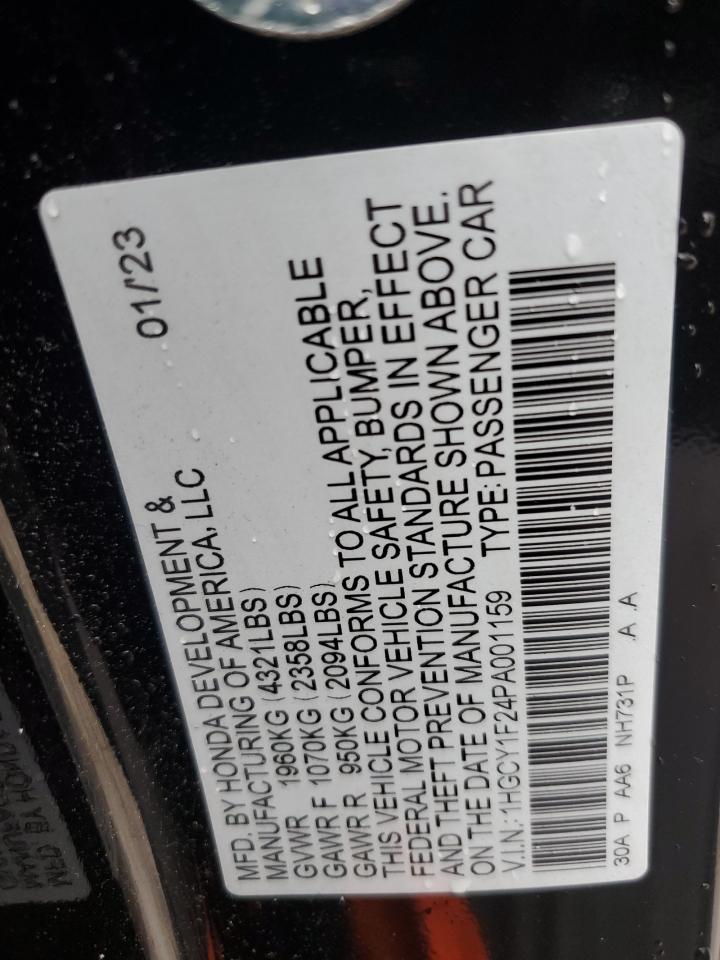 2023 HONDA ACCORD LX VIN:1HGCY1F24PA001159