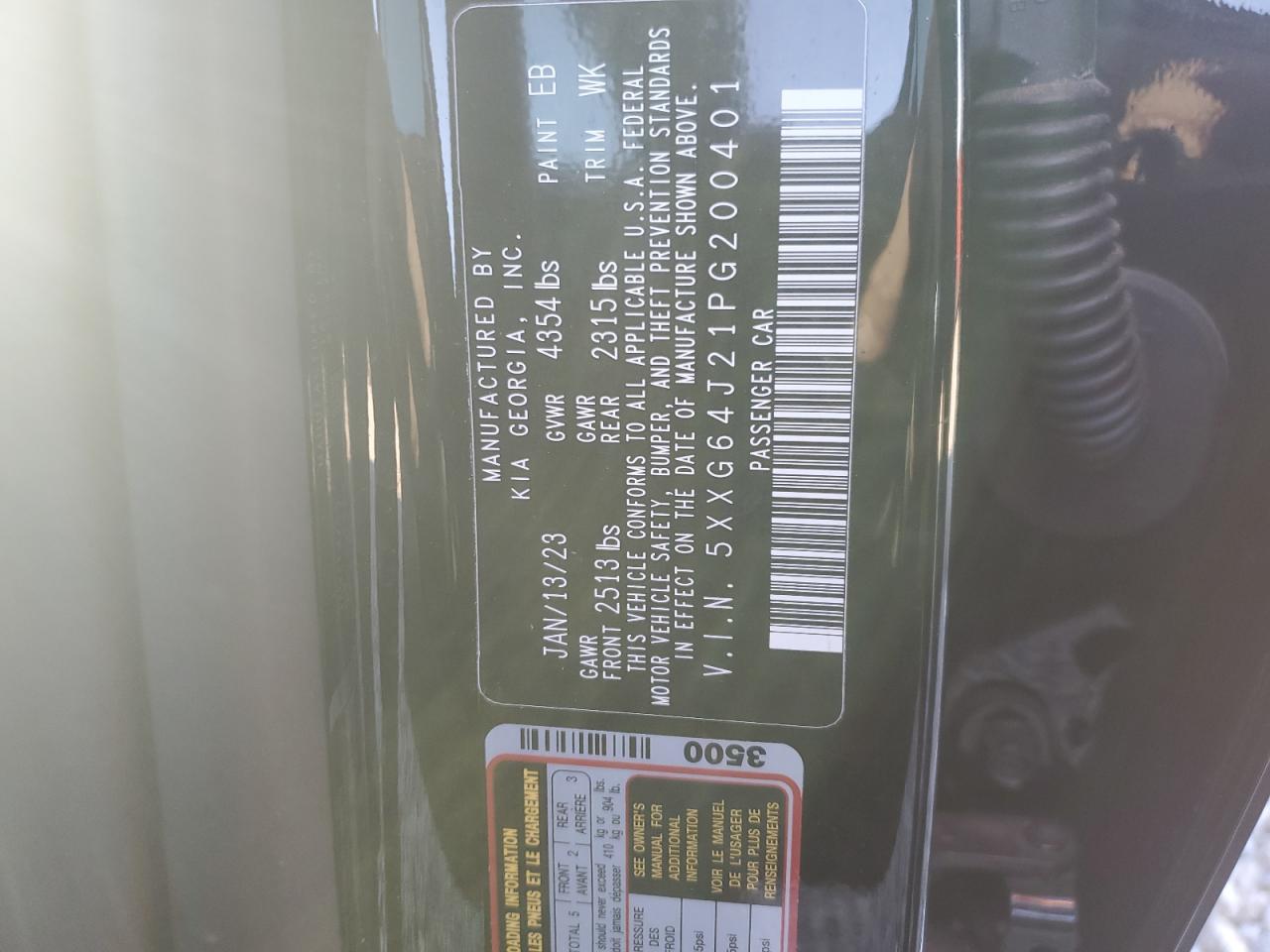 2023 KIA K5 GT LINE VIN:5XXG64J21PG200401