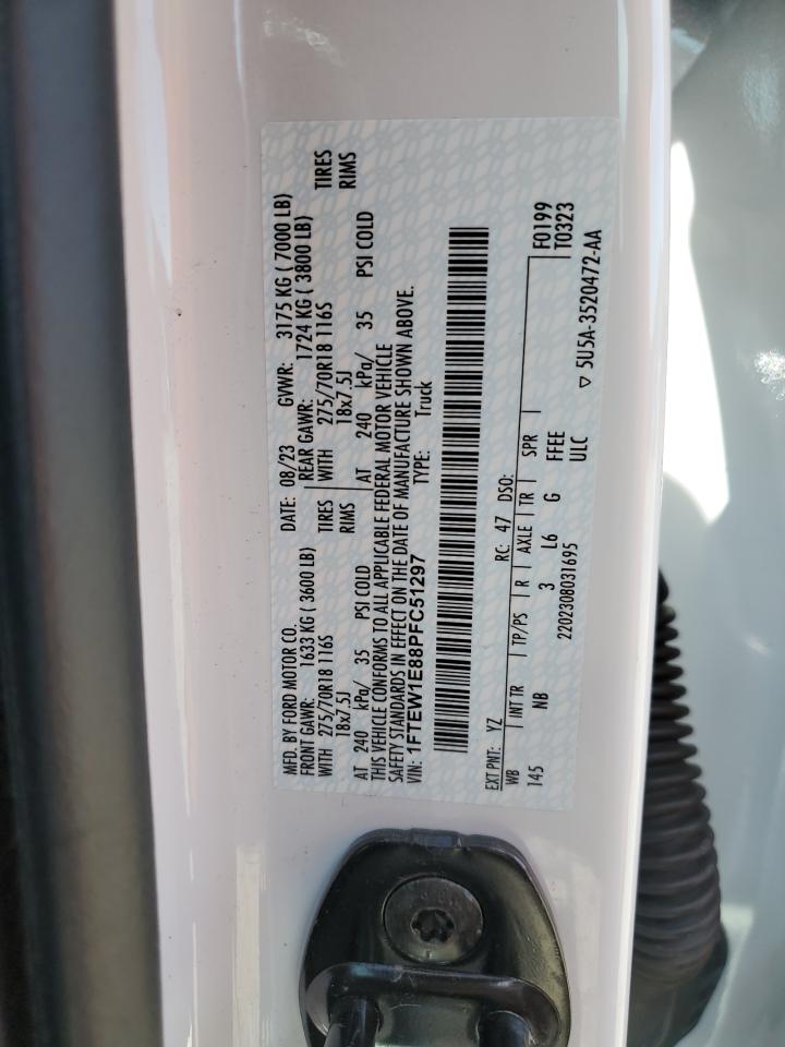 2023 FORD F150 SUPERCREW VIN:1FTEW1E88PFC51297
