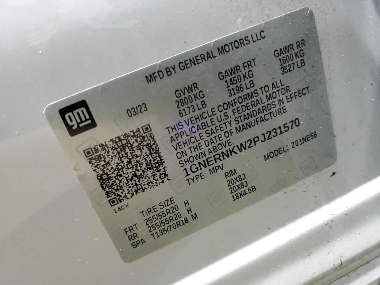 2023 CHEVROLET TRAVERSE HIGH COUNTRY VIN:1GNERNKW2PJ231570