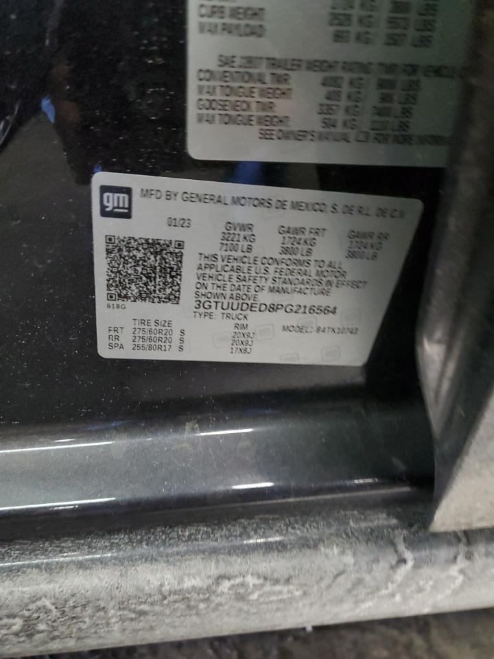2023 GMC SIERRA K1500 SLT VIN:3GTUUDED8PG216564