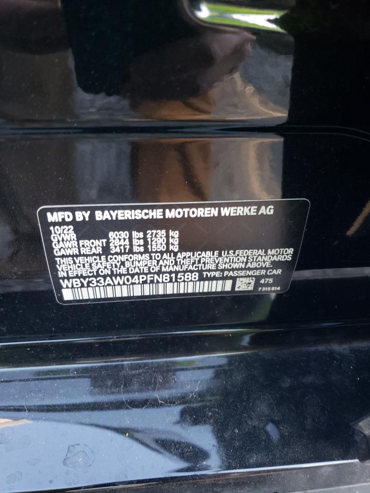 2023 BMW I4 M50 VIN:WBY33AW04PFN81588