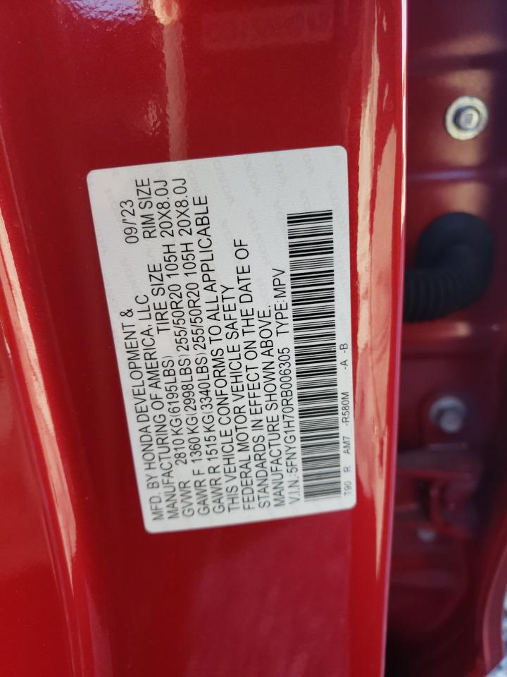 2024 HONDA PILOT TOURING VIN:5FNYG1H70RB006305