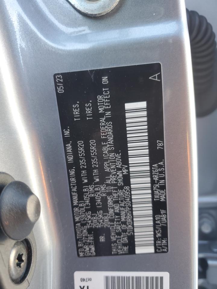 2023 TOYOTA HIGHLANDER L VIN:5TDKDRBH7PS040958