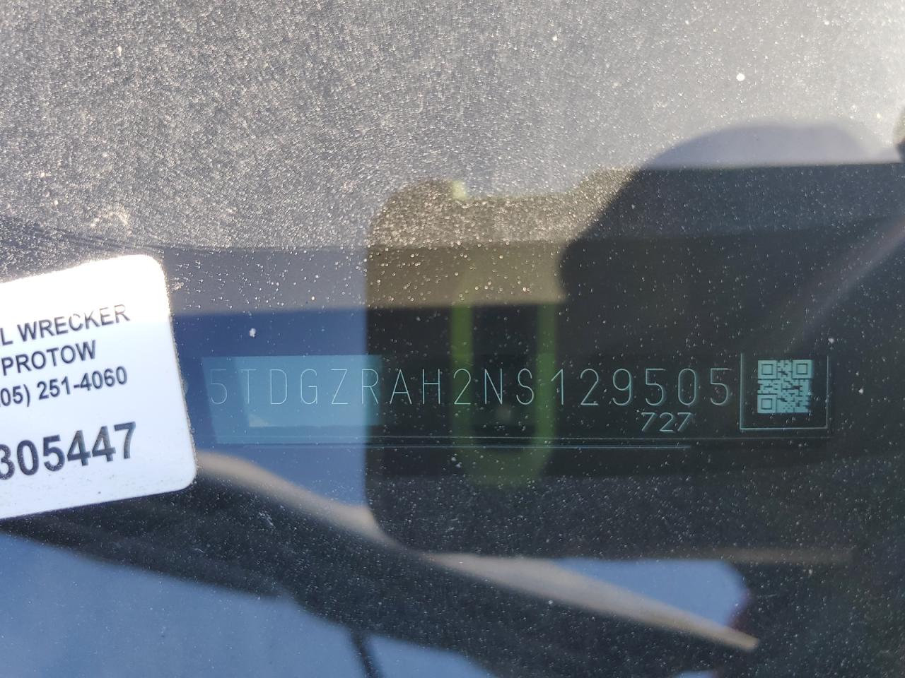 2022 TOYOTA HIGHLANDER XLE VIN:5TDGZRAH2NS129505
