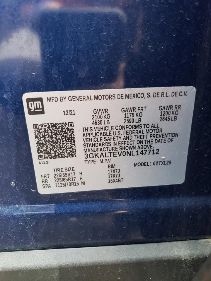 2022 GMC TERRAIN SLE VIN:3GKALTEV0NL147712