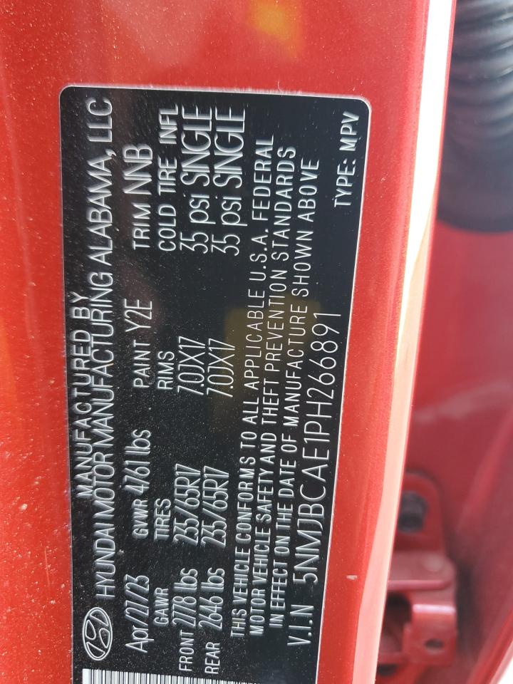 2023 HYUNDAI TUCSON SEL VIN:5NMJBCAE1PH266891