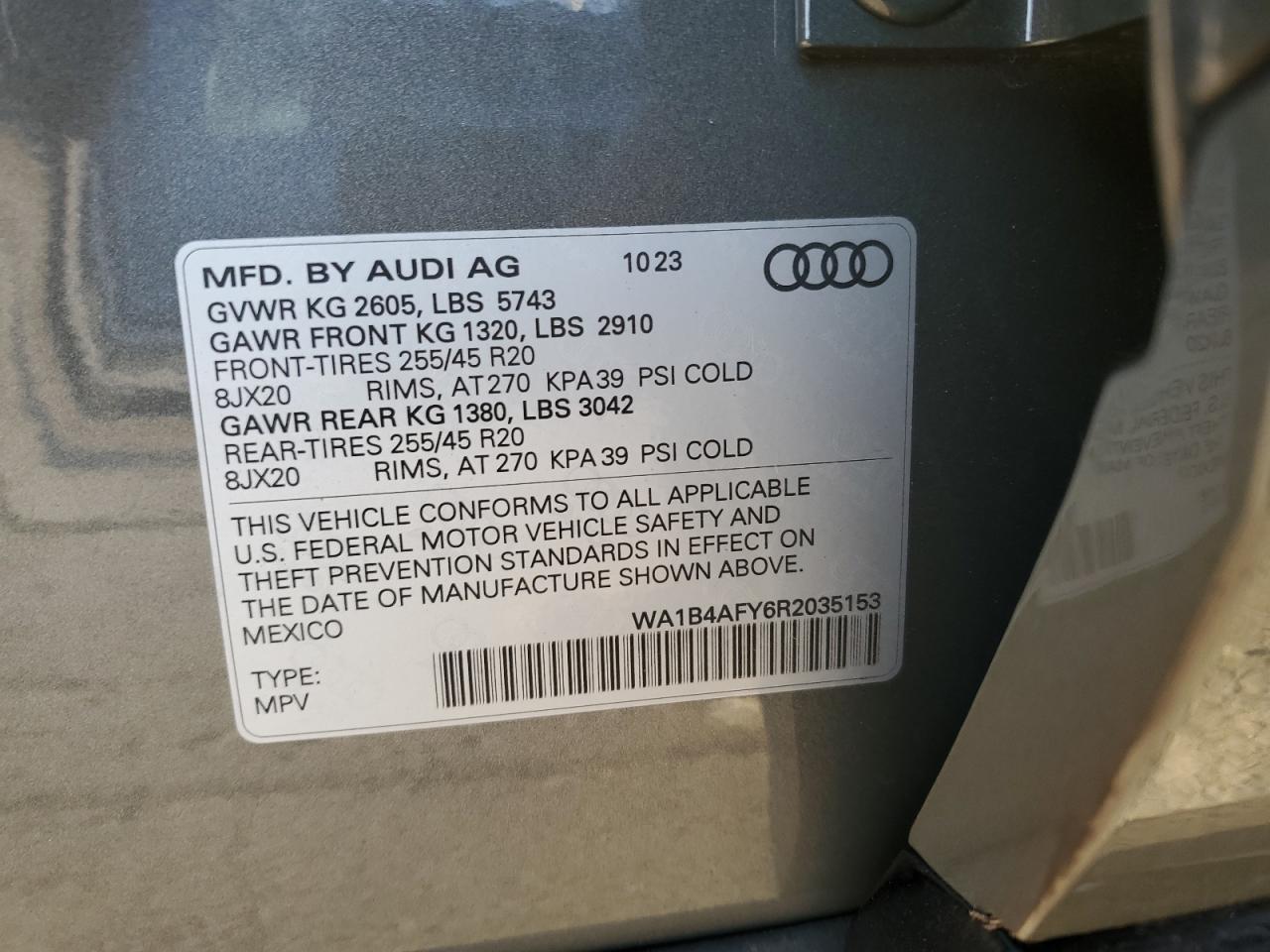 2024 AUDI SQ5 PREMIUM PLUS VIN:WA1B4AFY6R2035153
