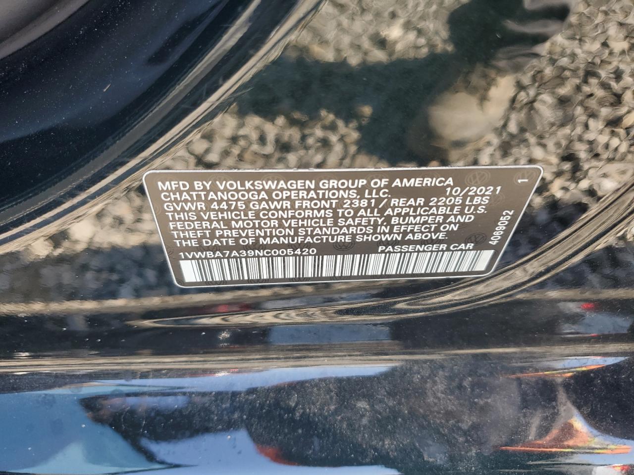2022 VOLKSWAGEN PASSAT LIMITED EDITION VIN:1VWBA7A39NC005420