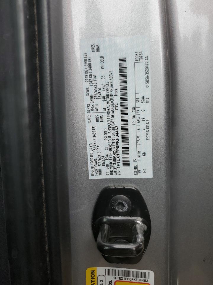 2023 FORD F150 SUPER CAB VIN:1FTEX1EP0PKF04463