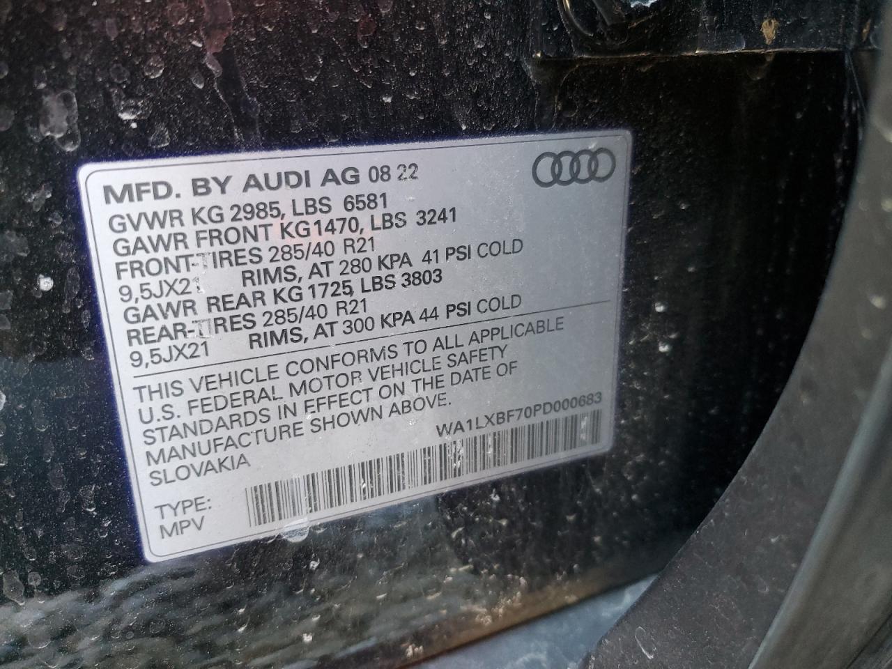 2023 AUDI Q7 PREMIUM PLUS VIN:WA1LXBF70PD000683