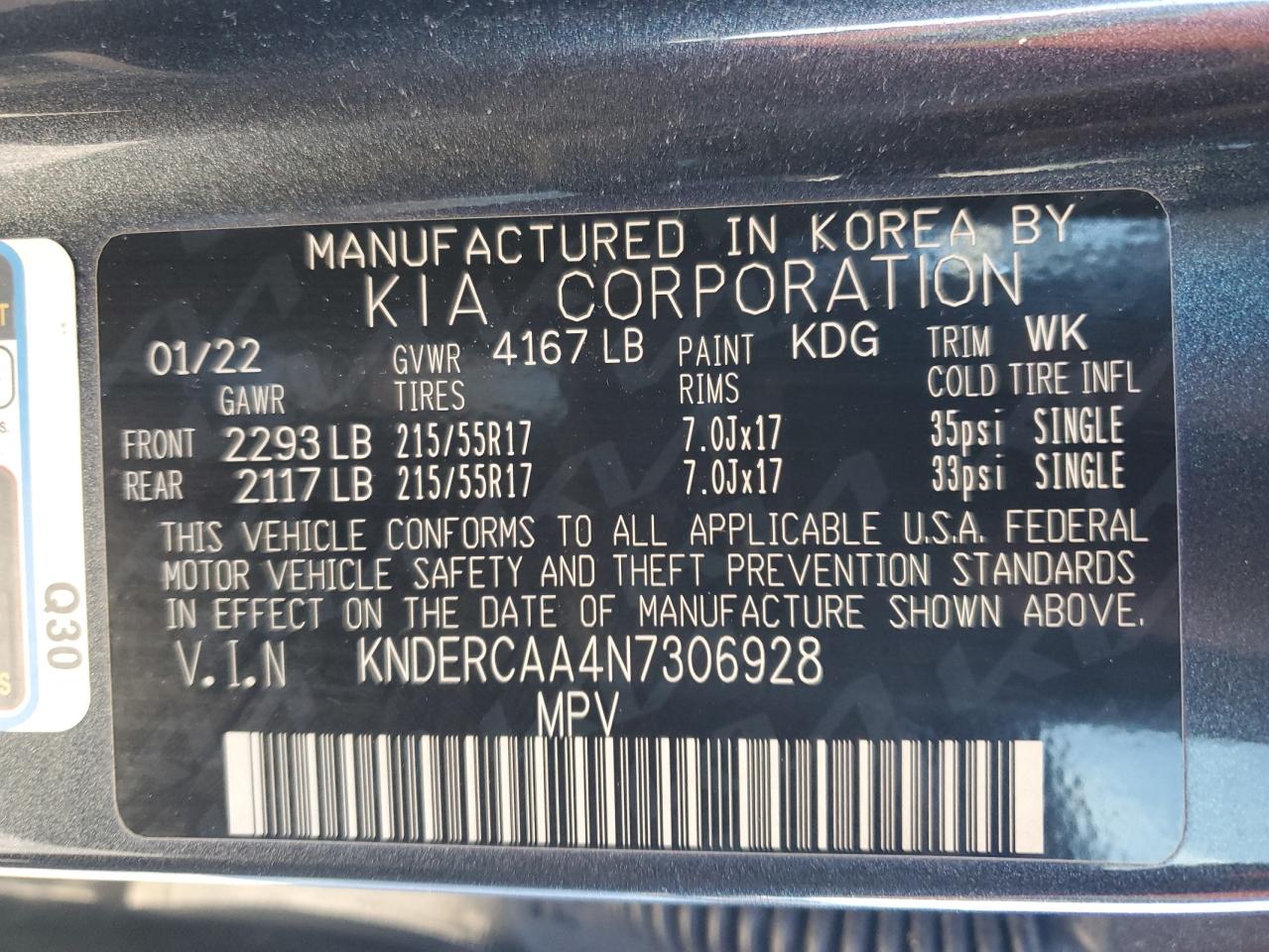 2022 KIA SELTOS EX VIN:3CZRZ2H56PM718243
