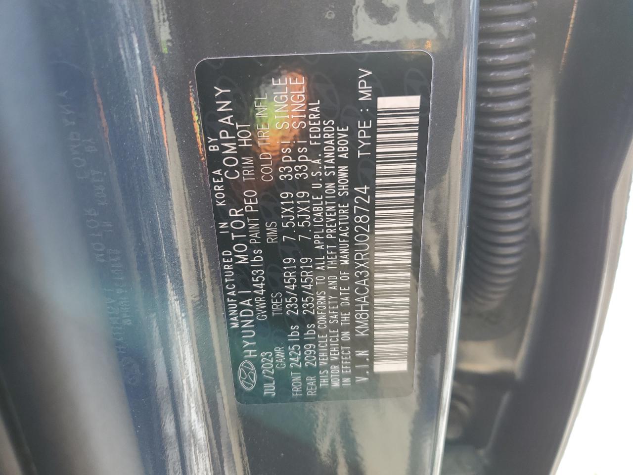 2024 HYUNDAI KONA N LINE VIN:KM8HACA3XRU028724