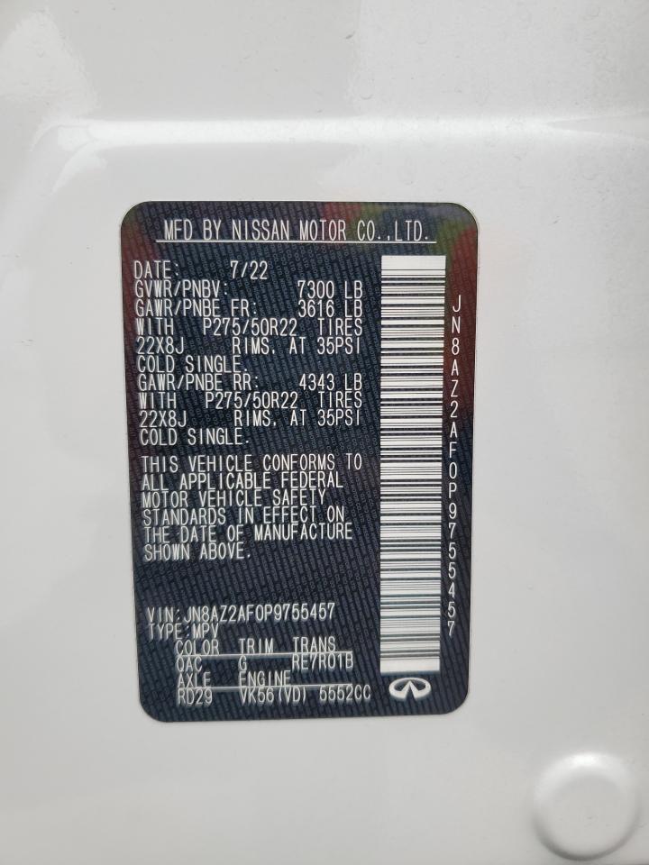 2023 INFINITI QX80 LUXE VIN:JN8AZ2AF0P9755457