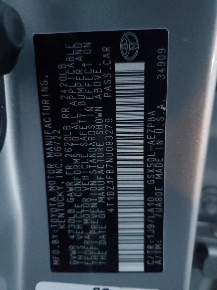 2022 TOYOTA AVALON LIMITED VIN:4T1DZ1FB7NU083279