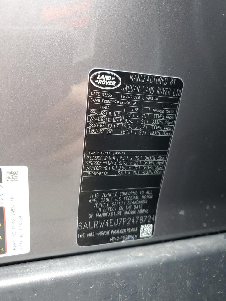 2023 LAND ROVER DISCOVERY METROPOLITAN EDITION VIN:SALRW4EU7P2478724