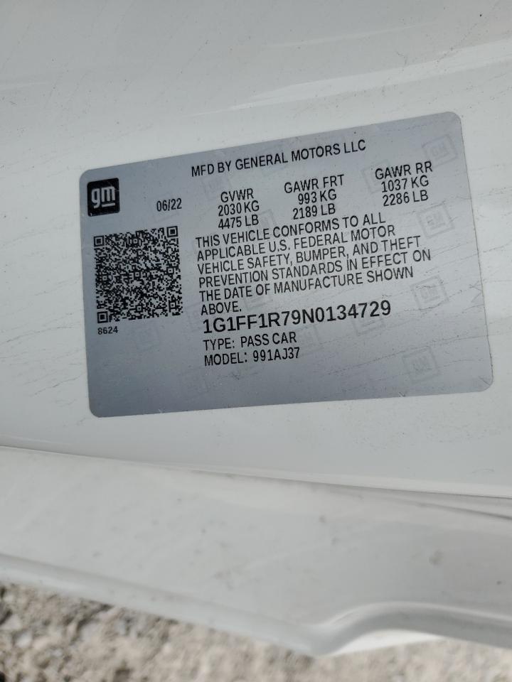 2022 CHEVROLET CAMARO LT1 VIN:1G1FF1R79N0134729