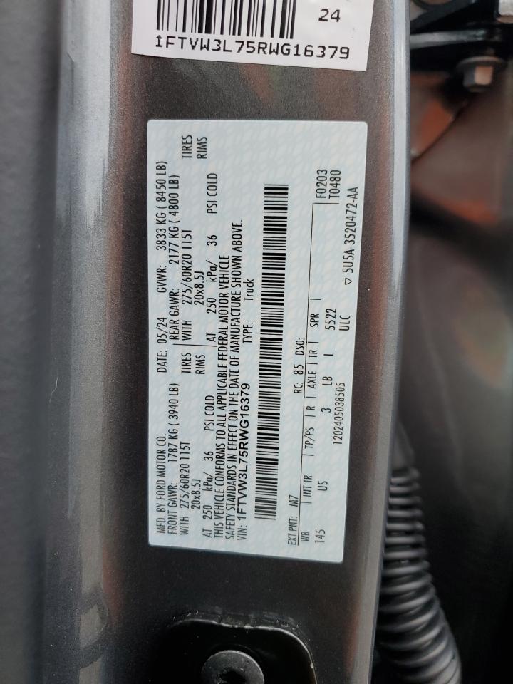 2024 FORD F150 LIGHTNING XLT VIN:1FTVW3L75RWG16379