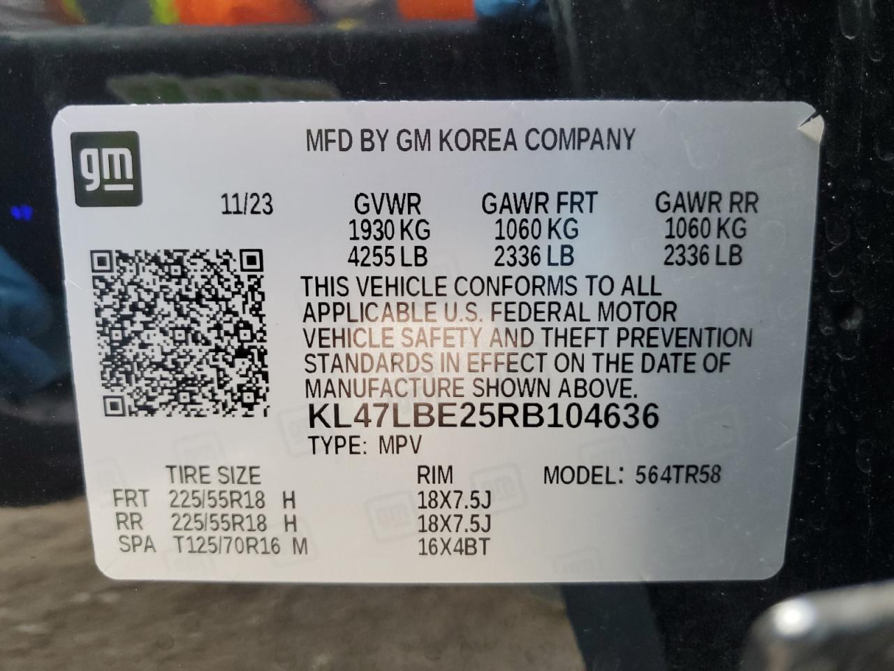 2024 BUICK ENVISTA SPORT TOURING VIN:KL47LBE25RB104636