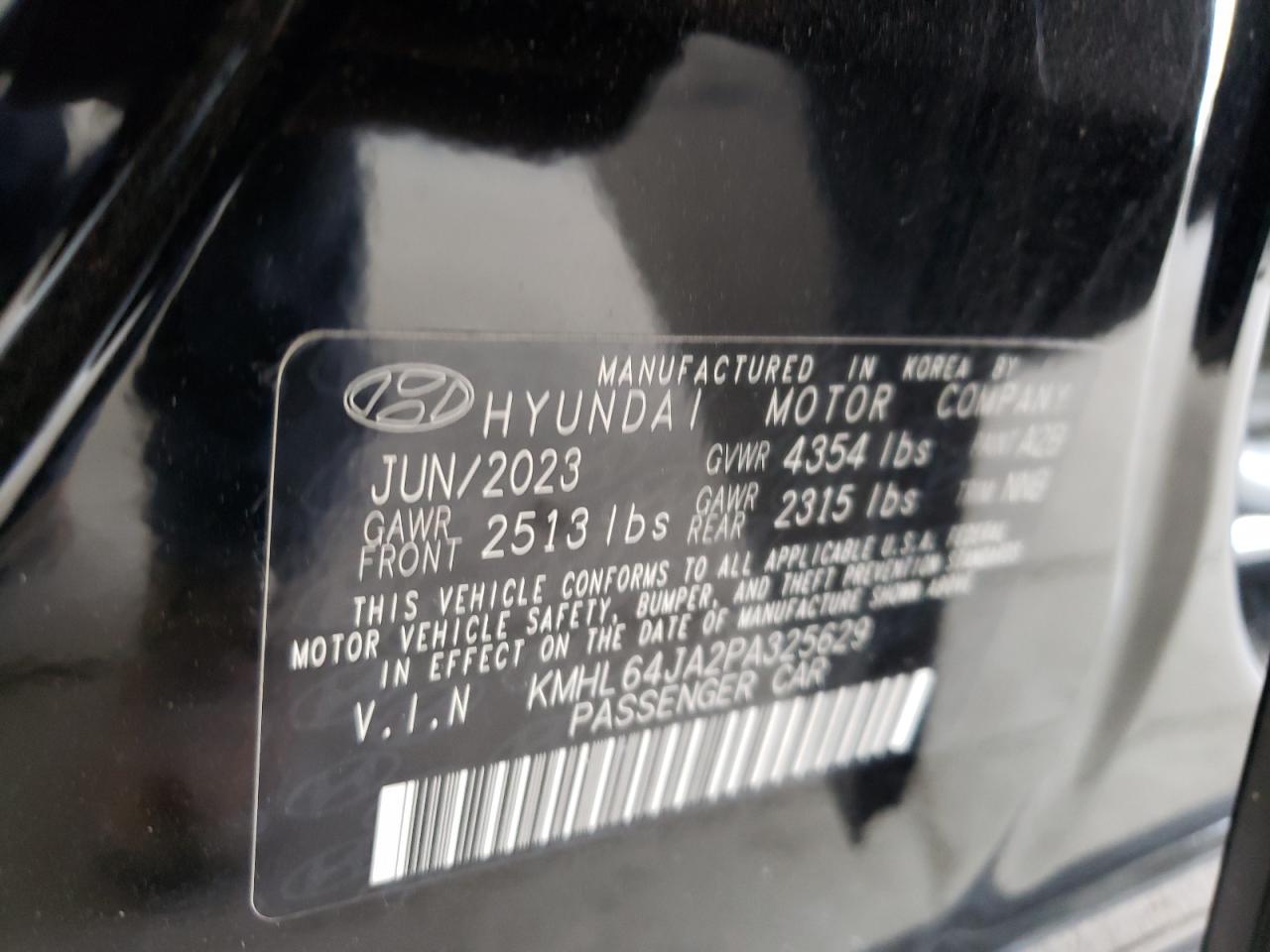 2023 HYUNDAI SONATA SEL VIN:KMHL64JA2PA325629