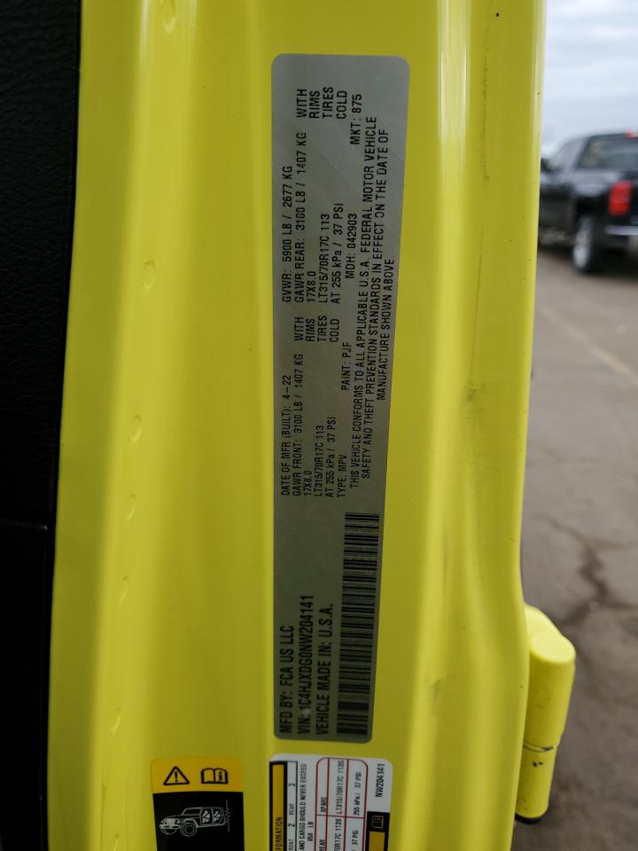 2022 JEEP WRANGLER UNLIMITED SPORT VIN:1C4HJXDG0NW204141