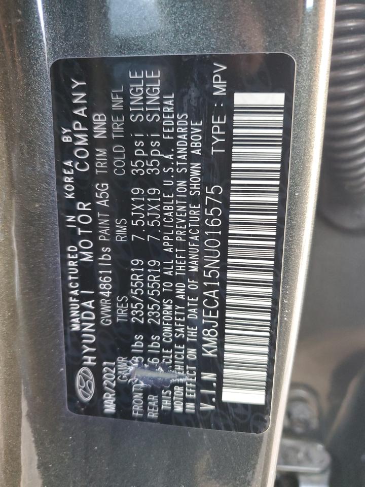 2022 HYUNDAI TUCSON LIMITED VIN:KM8JECA15NU016575