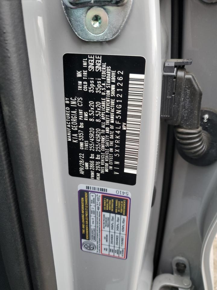 2022 KIA SORENTO SX VIN:5XYRK4LF5NG121262