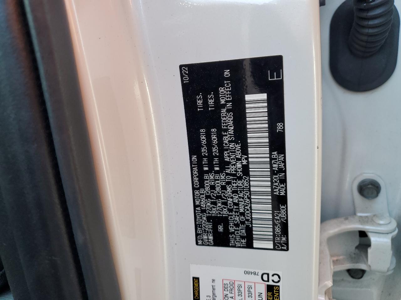 2023 LEXUS NX 250 VIN:JTJGDCAZ6P5010852