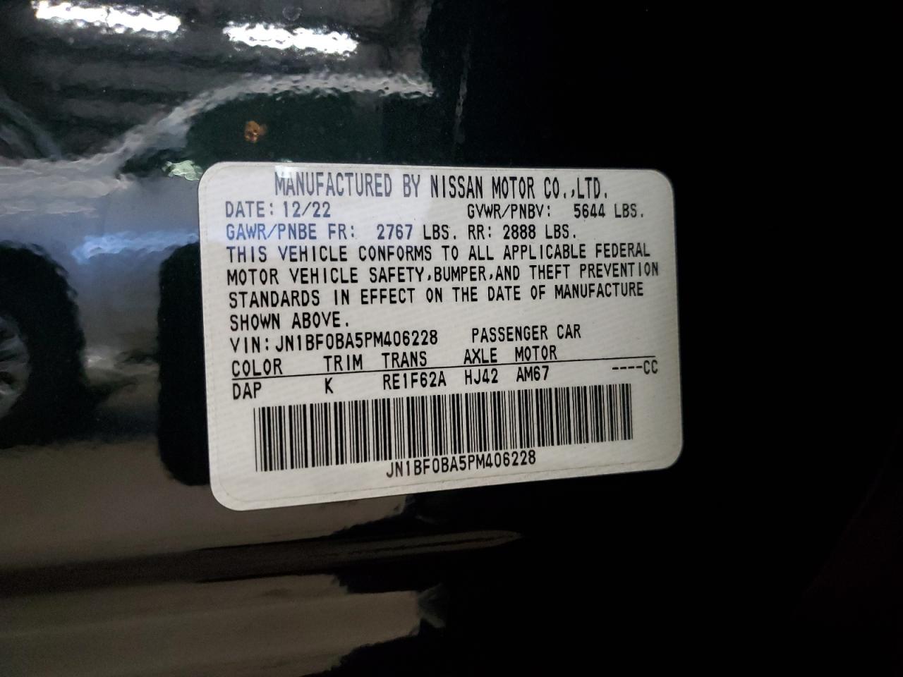 2023 NISSAN ARIYA EVOLVE+ VIN:JN1BF0BA5PM406228