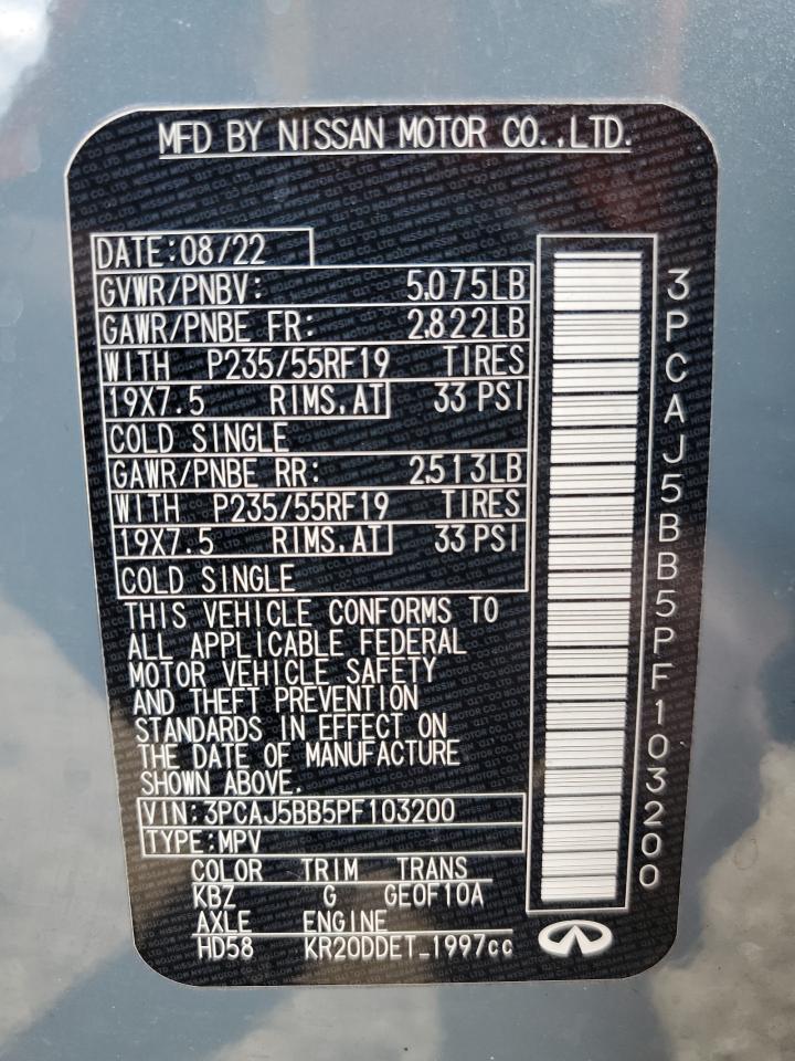 2023 INFINITI QX50 LUXE VIN:3PCAJ5BB5PF103200