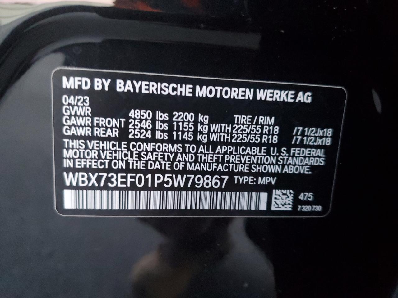 2023 BMW X1 XDRIVE28I VIN:WBX73EF01P5W79867