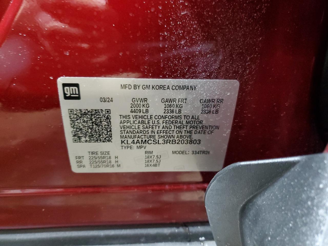 2024 BUICK ENCORE GX PREFERRED VIN:KL4AMCSL3RB203803