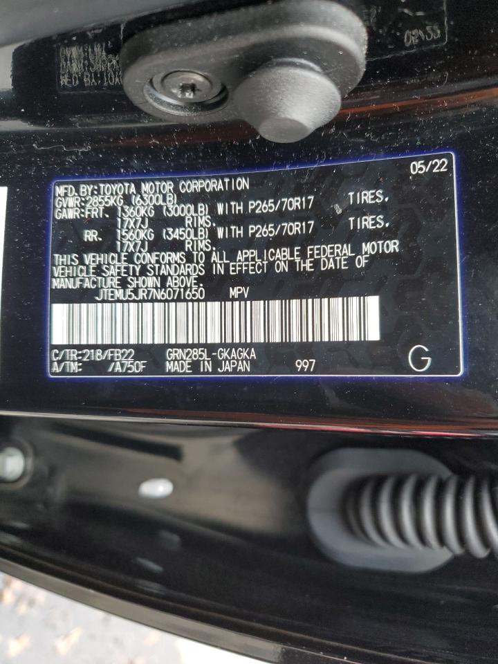 2022 TOYOTA 4RUNNER SR5/SR5 PREMIUM VIN:JTEMU5JR7N6071650