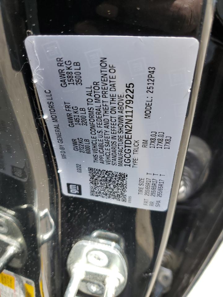 2022 CHEVROLET COLORADO Z71 VIN:1GCGTDEN2N1179225