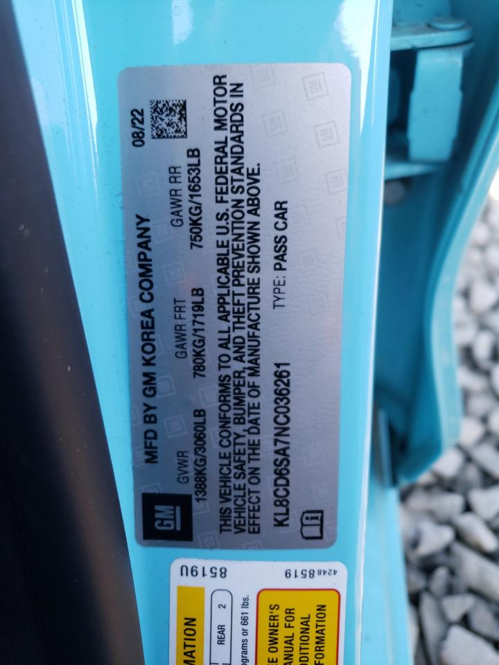 2022 CHEVROLET SPARK 1LT VIN:KL8CD6SA7NC036261