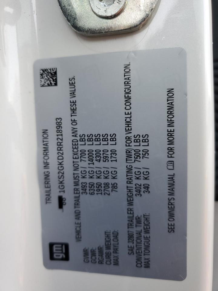 2024 GMC YUKON XL K1500 SLT VIN:1GKS2GKD2RR218983