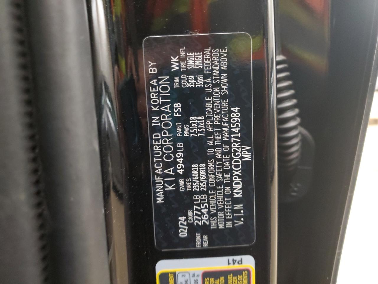 2024 KIA SPORTAGE SX PRESTIGE VIN:KNDPXCDG2R7145984