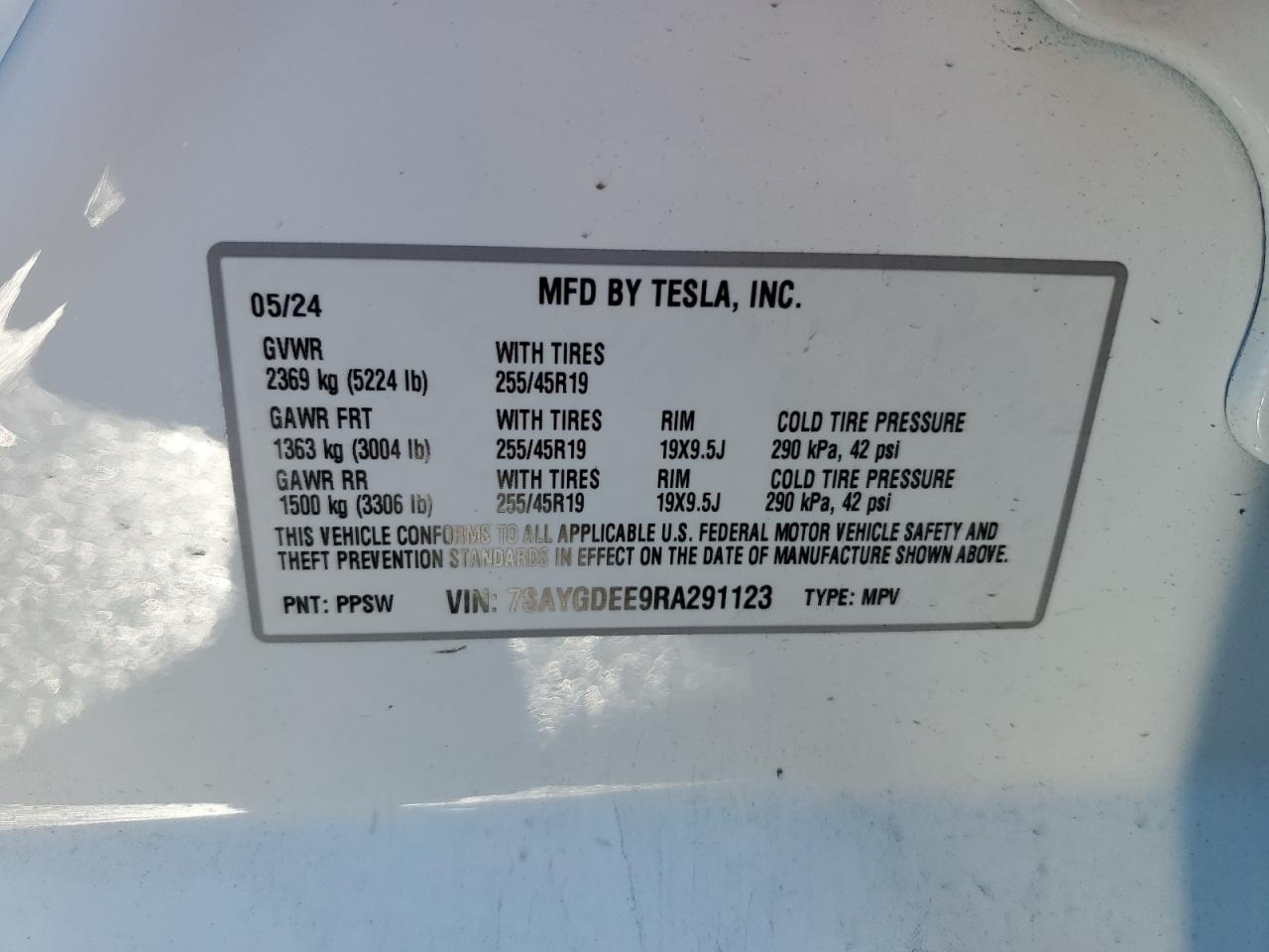 2024 TESLA MODEL Y  VIN:YV4A22PK4G1037054