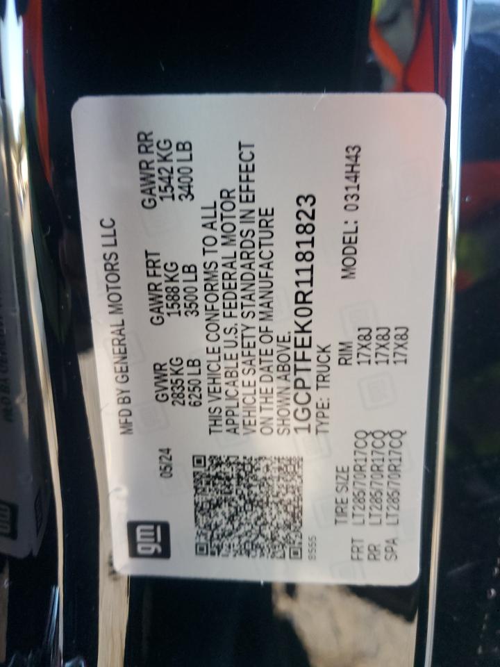 2024 CHEVROLET COLORADO ZR2 VIN:1GCPTFEK0R1181823