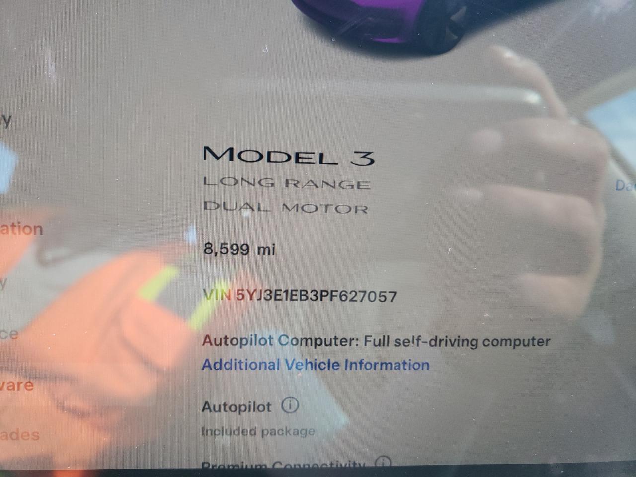 2023 TESLA MODEL 3  VIN:5YJ3E1EB3PF627057