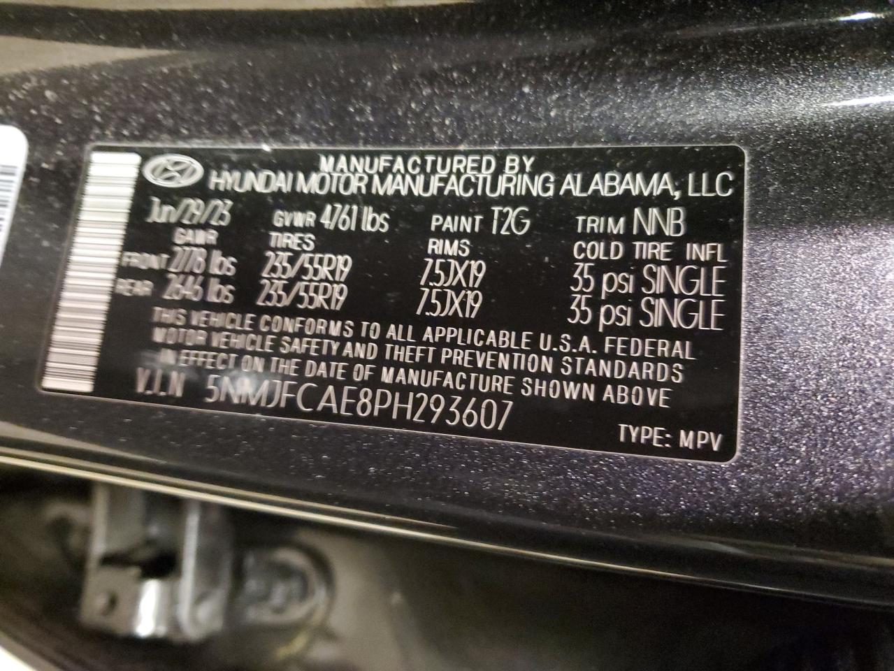 2023 HYUNDAI TUCSON SEL VIN:5NMJFCAE8PH293607