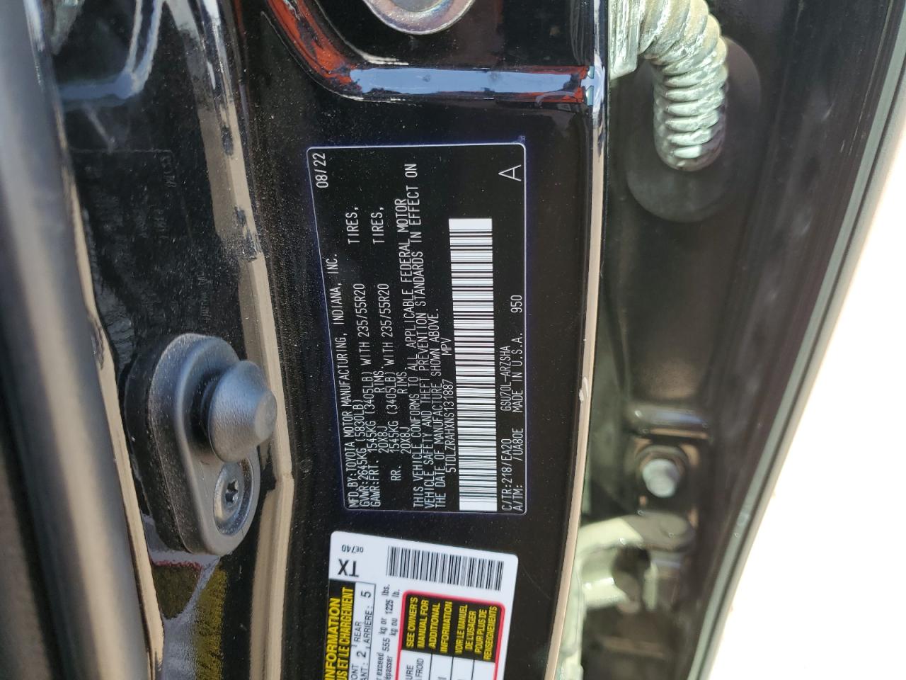 2022 TOYOTA HIGHLANDER XSE VIN:5TDLZRAHXNS131887